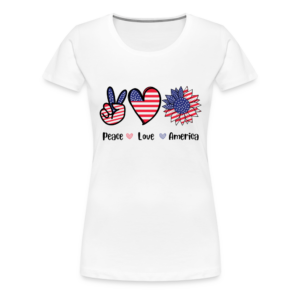 Frauen Premium T-Shirt Peace Love America